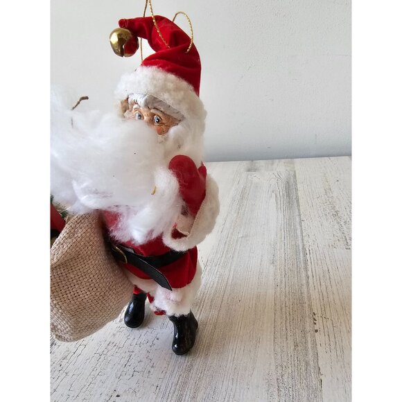 Vintage Santa stocking bag ornament decor Xmas tree velvet felt - Picture 2 of 9